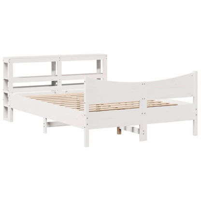 vidaXL Bed Frame with Headboard White 150x200 cm King Size Solid Wood Pine 2