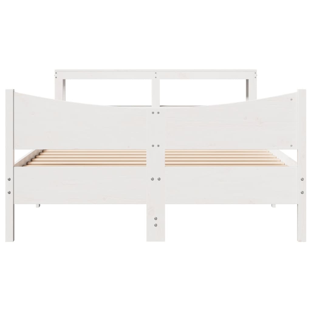 vidaXL Bed Frame with Headboard White 150x200 cm King Size Solid Wood Pine 4