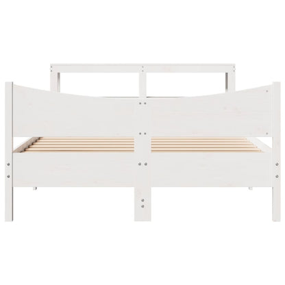 vidaXL Bed Frame with Headboard White 150x200 cm King Size Solid Wood Pine 4