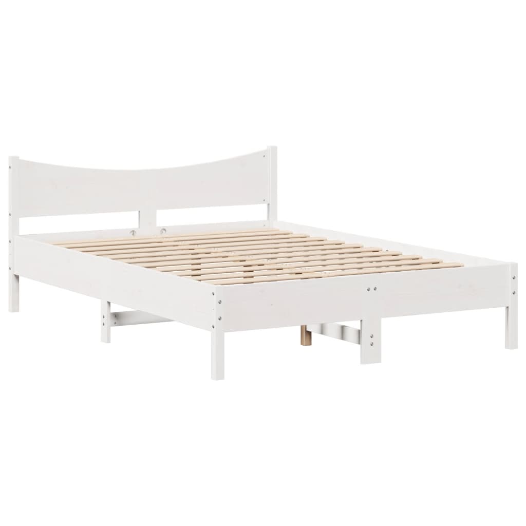 vidaXL Bed Frame with Headboard White 150x200 cm King Size Solid Wood Pine 5