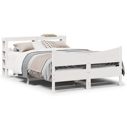 vidaXL Bed Frame with Headboard White 150x200 cm King Size Solid Wood Pine 1