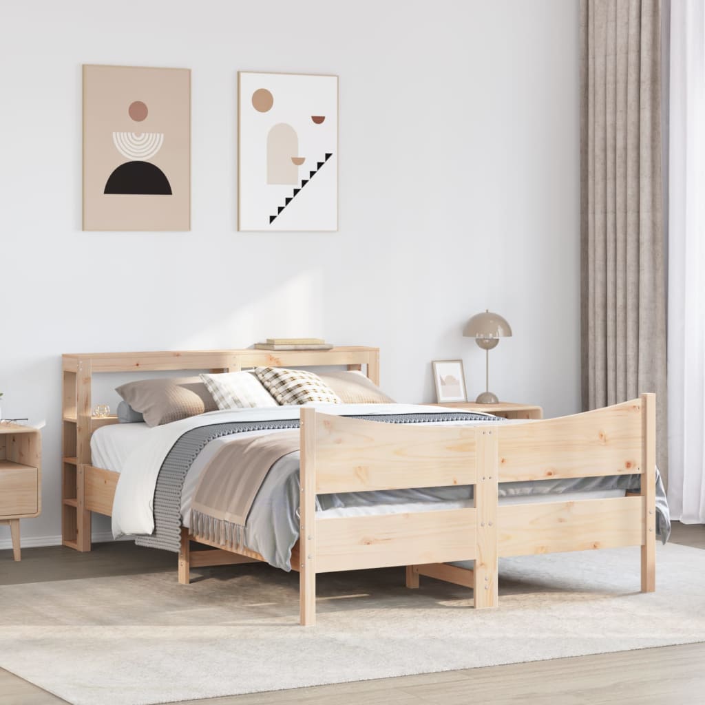 vidaXL Bed Frame with Headboard 140x200 cm Solid Wood Pine 3