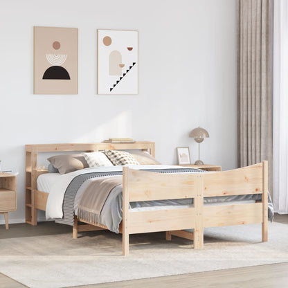 vidaXL Bed Frame with Headboard 140x200 cm Solid Wood Pine 3