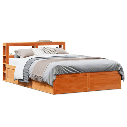 vidaXL Bed Frame with Headboard Wax Brown 120x200 cm Solid Wood Pine 1