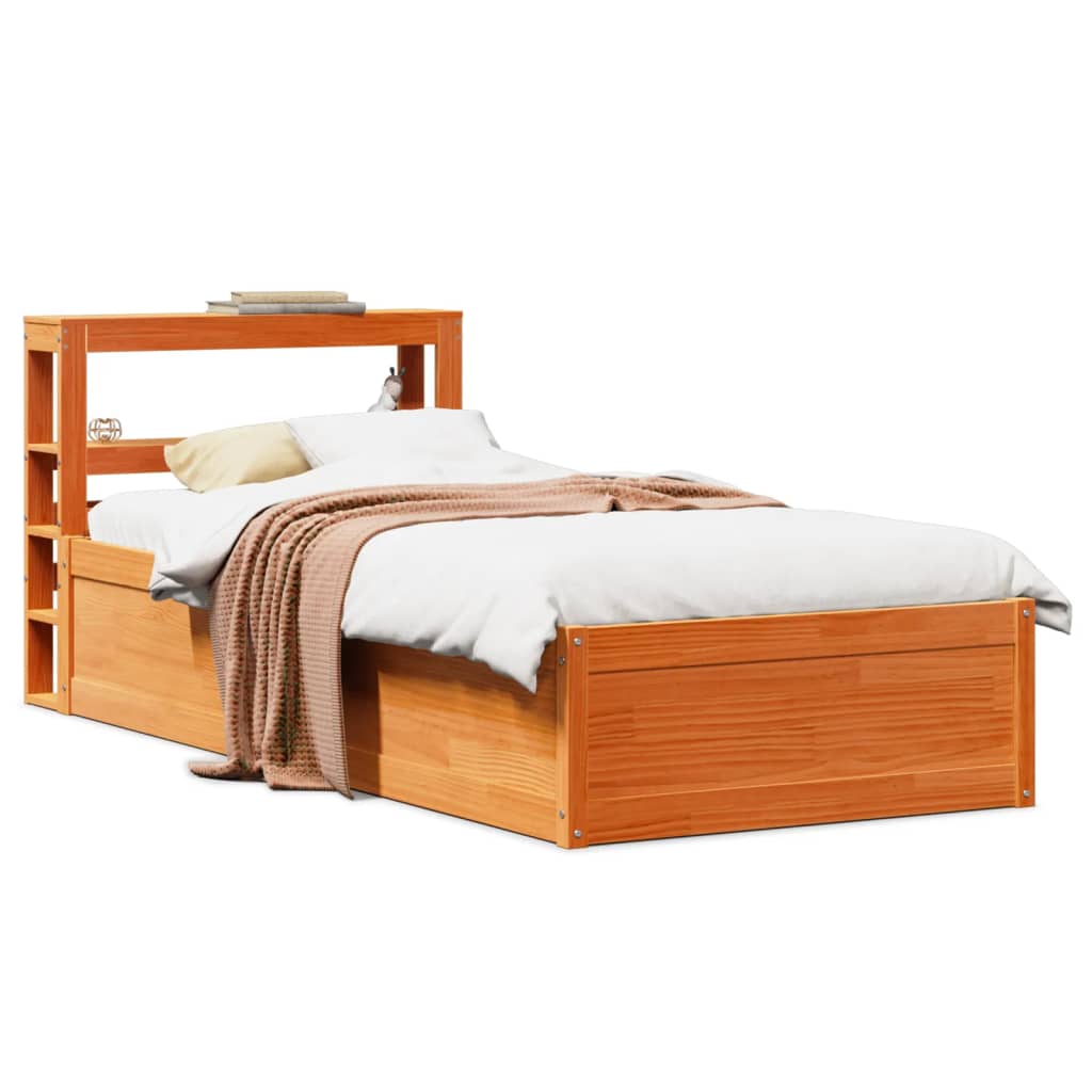 vidaXL Bed Frame with Headboard Solid Wood Pine