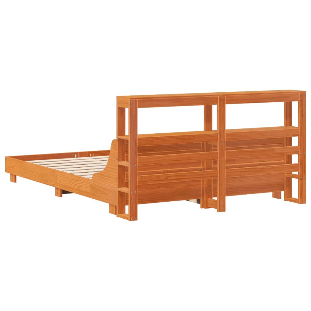 vidaXL Bed Frame without Mattress Wax Brown 120x200 cm Solid Wood Pine 6