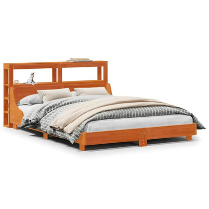 vidaXL Bed Frame without Mattress Wax Brown 140x190 cm Solid Wood Pine 2