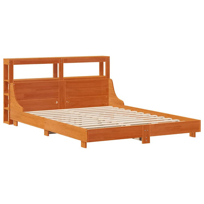 vidaXL Bed Frame without Mattress Wax Brown 140x190 cm Solid Wood Pine 3