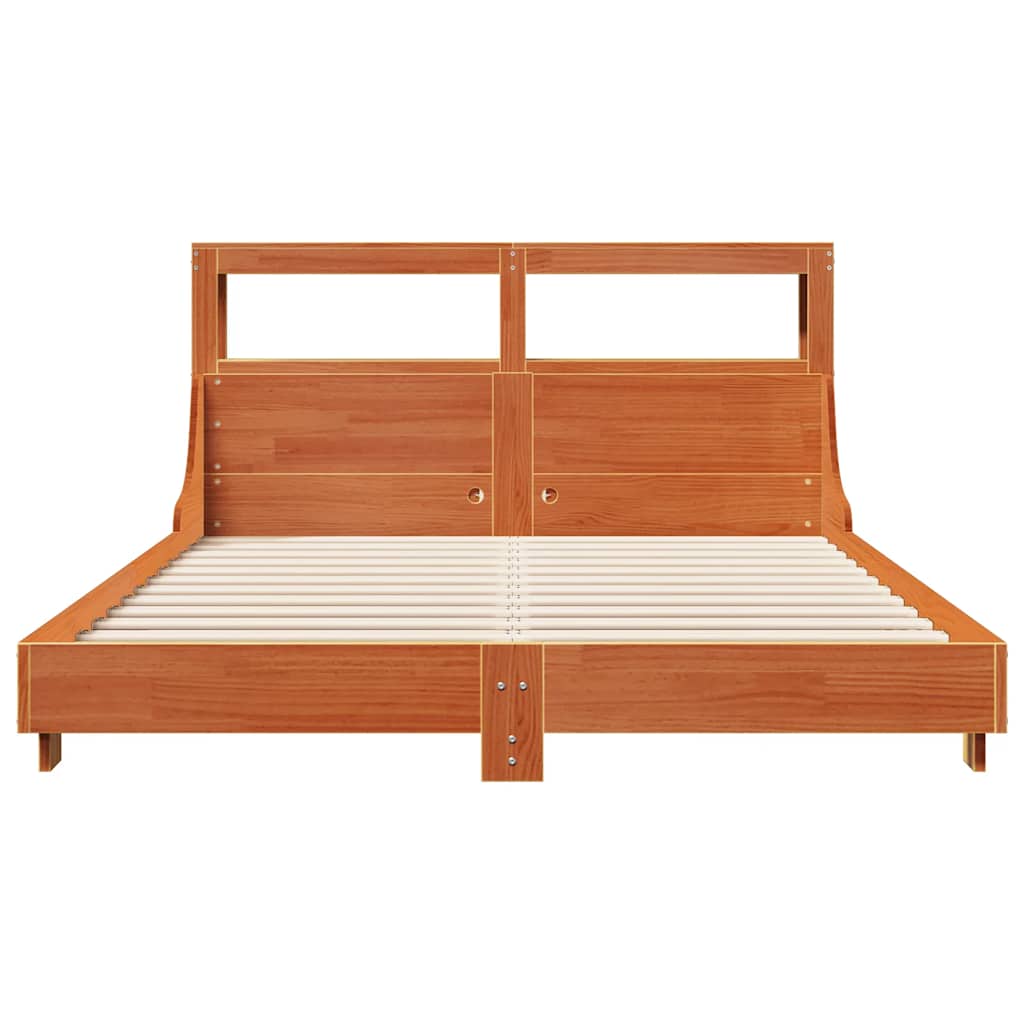 vidaXL Bed Frame without Mattress Wax Brown 140x190 cm Solid Wood Pine 4