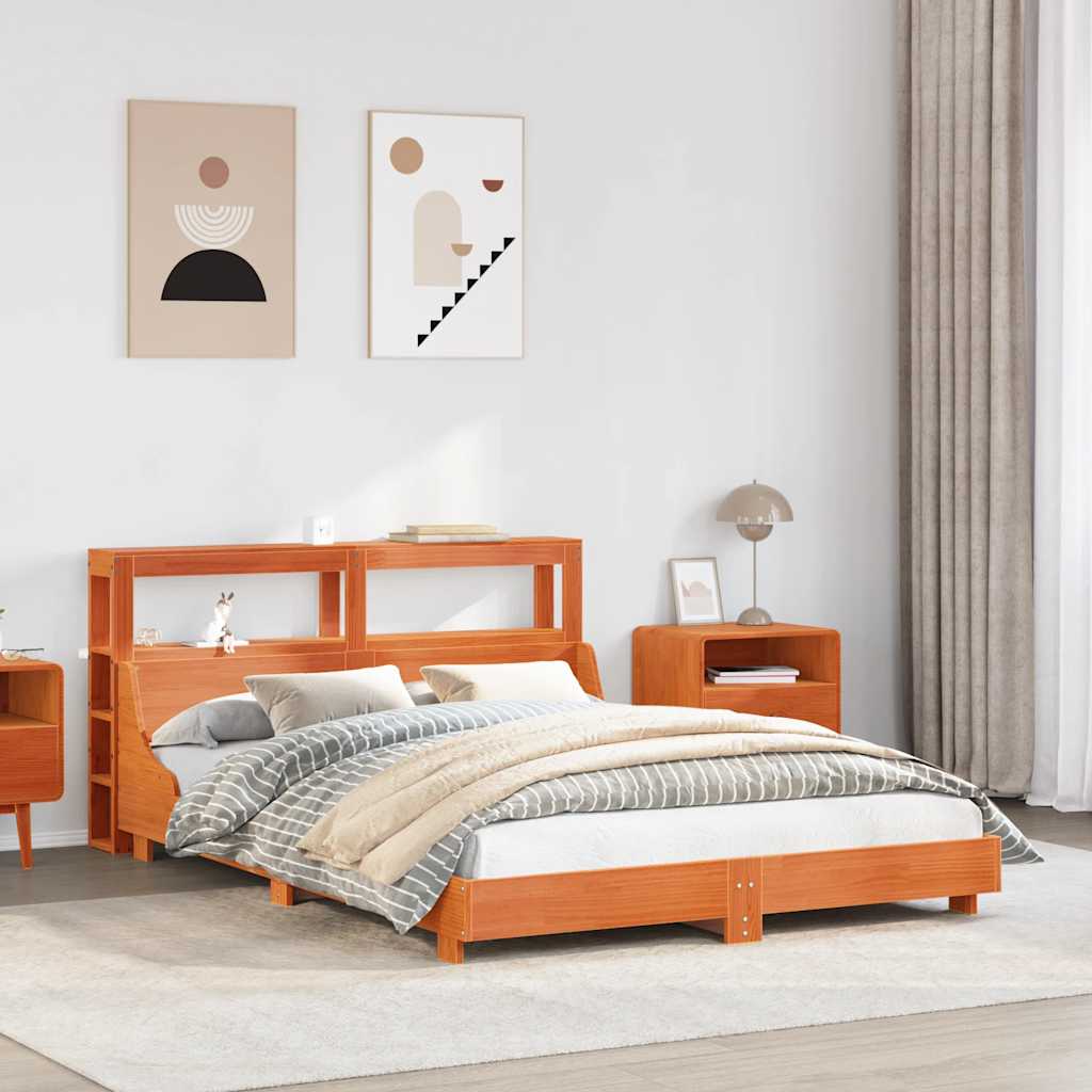 vidaXL Bed Frame without Mattress Wax Brown 140x190 cm Solid Wood Pine 1