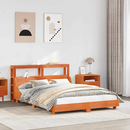 vidaXL Bed Frame without Mattress Wax Brown 140x190 cm Solid Wood Pine 1