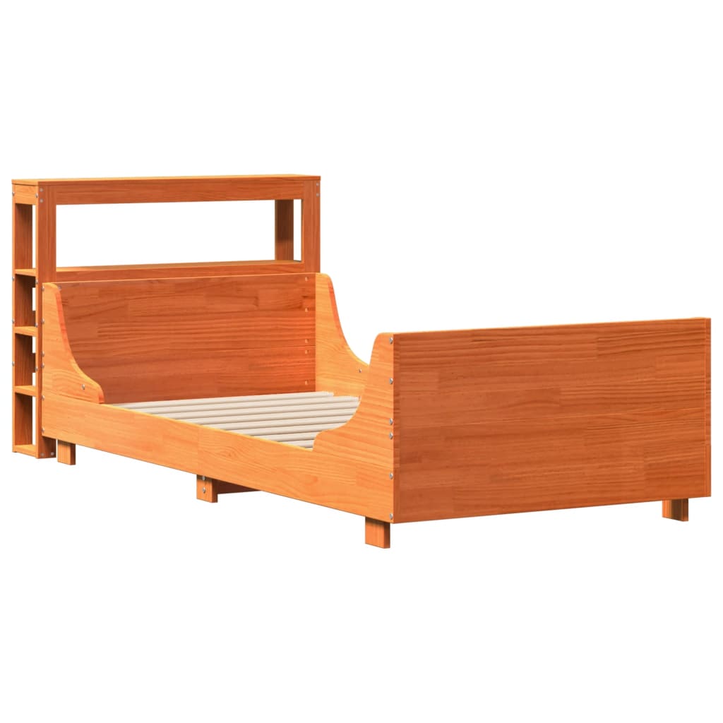 vidaXL Bed Frame without Mattress Wax Brown 100x200 cm Solid Wood Pine 3