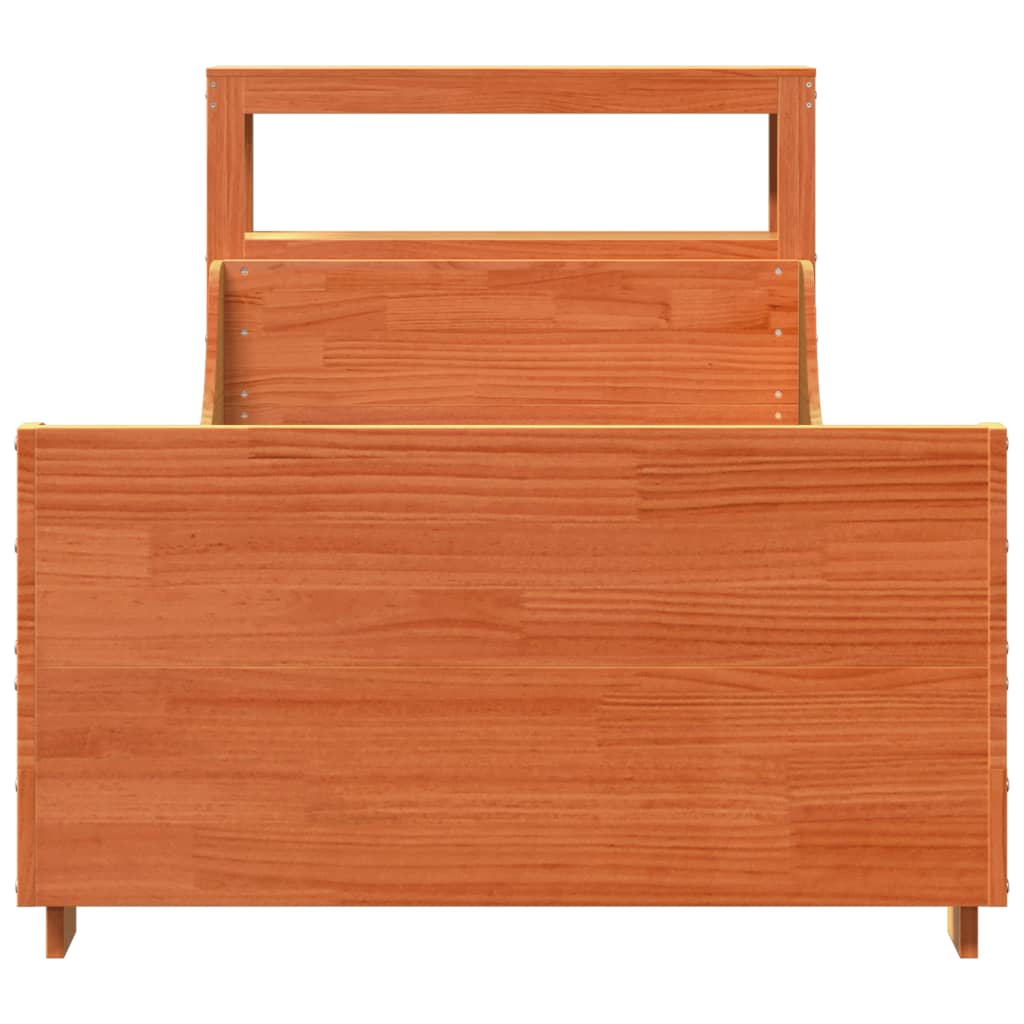 vidaXL Bed Frame without Mattress Wax Brown 100x200 cm Solid Wood Pine 4