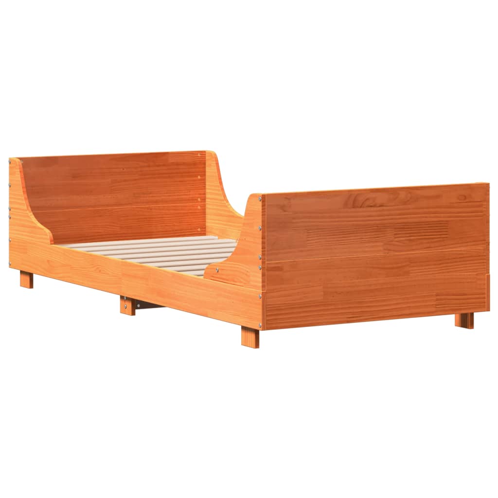vidaXL Bed Frame without Mattress Wax Brown 100x200 cm Solid Wood Pine 5