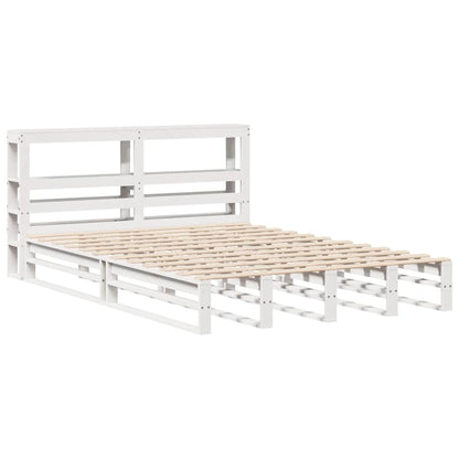 vidaXL Bed Frame without Mattress White 150x200 cm King Size Solid Wood Pine 3