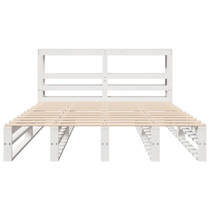 vidaXL Bed Frame without Mattress White 150x200 cm King Size Solid Wood Pine 4