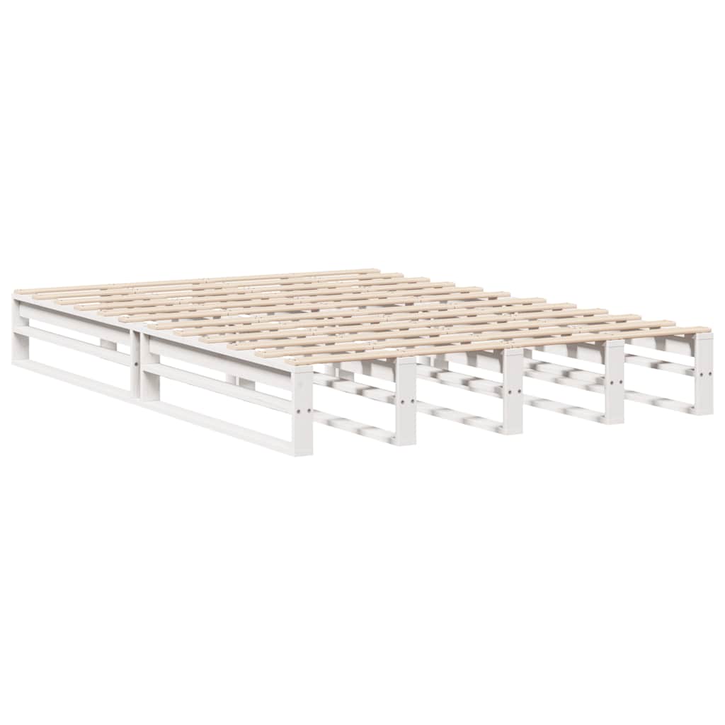 vidaXL Bed Frame without Mattress White 150x200 cm King Size Solid Wood Pine 5