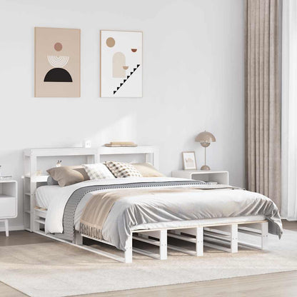 vidaXL Bed Frame without Mattress White 150x200 cm King Size Solid Wood Pine 1