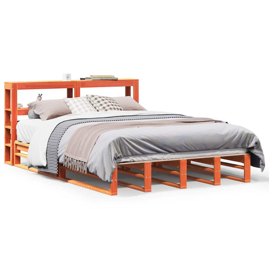 vidaXL Bed Frame without Mattress Wax Brown 160x200 cm Solid Wood Pine 2