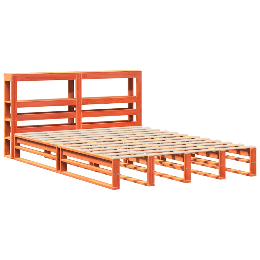 vidaXL Bed Frame without Mattress Wax Brown 160x200 cm Solid Wood Pine 3