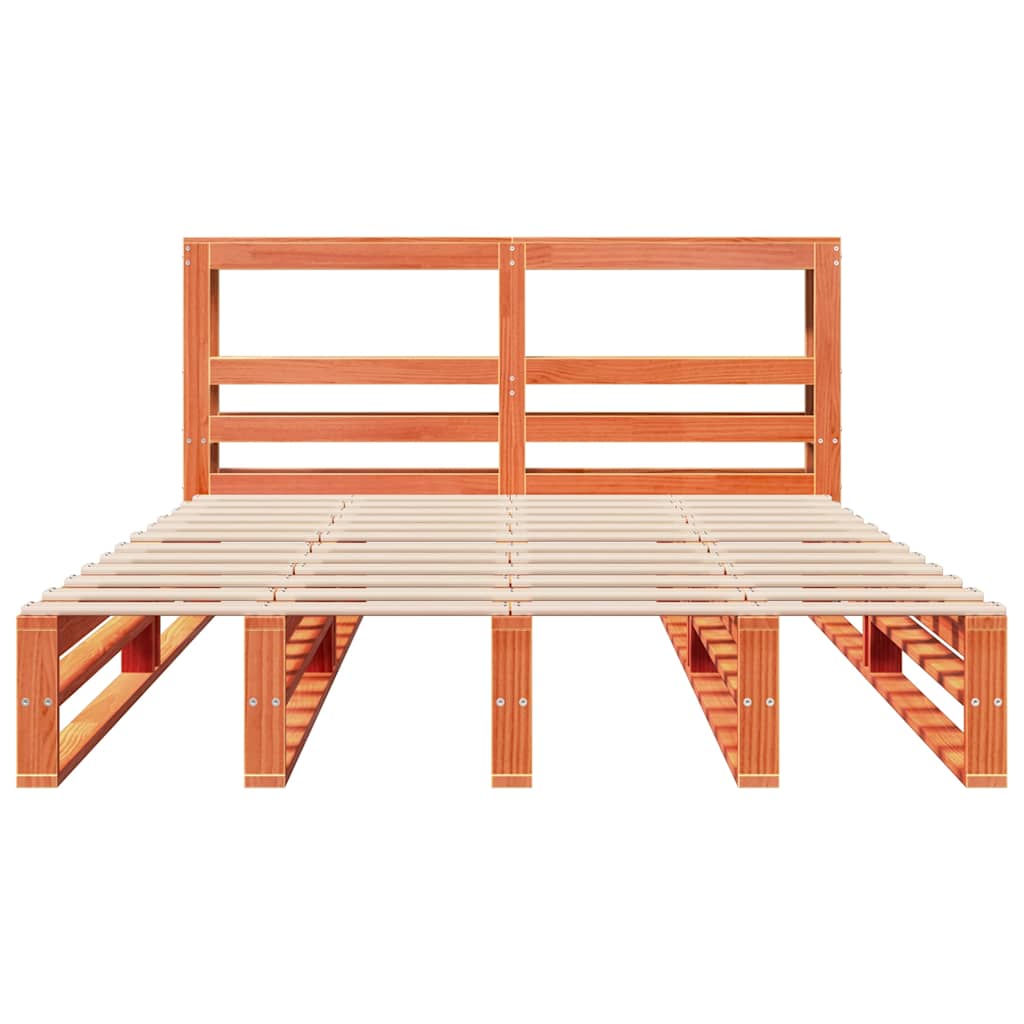 vidaXL Bed Frame without Mattress Wax Brown 160x200 cm Solid Wood Pine 4
