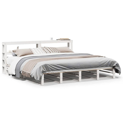 Bed Frame without Mattress Solid Wood Pine Length 200 cm White 180 cm