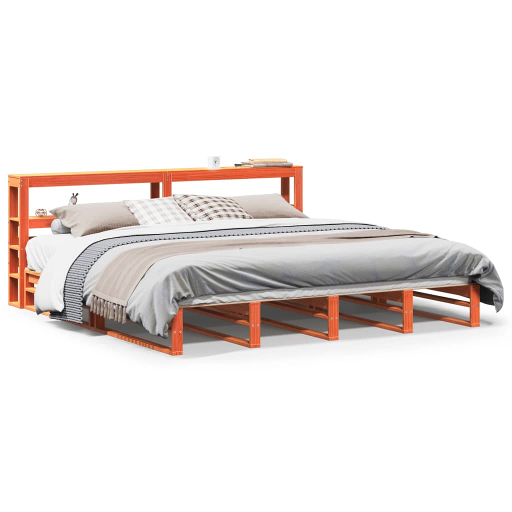 vidaXL Bed Frame without Mattress Wax Brown 180x200 cm Solid Wood Pine 2