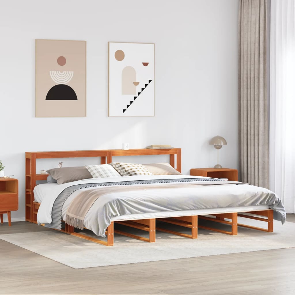 vidaXL Bed Frame without Mattress Wax Brown 180x200 cm Solid Wood Pine 1