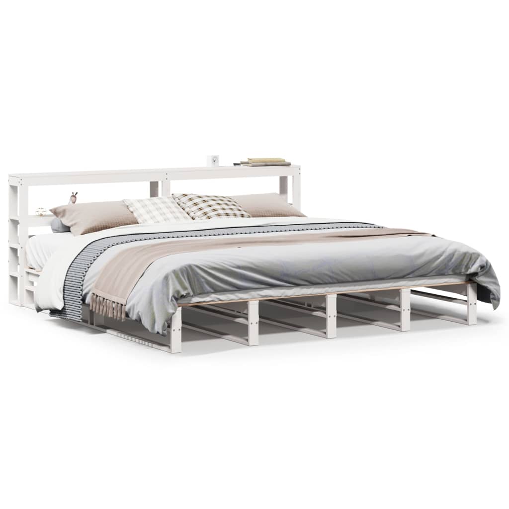 vidaXL Bed Frame without Mattress White 200x200 cm Solid Wood Pine 2