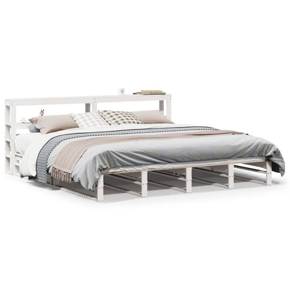 vidaXL Bed Frame without Mattress White 200x200 cm Solid Wood Pine 2