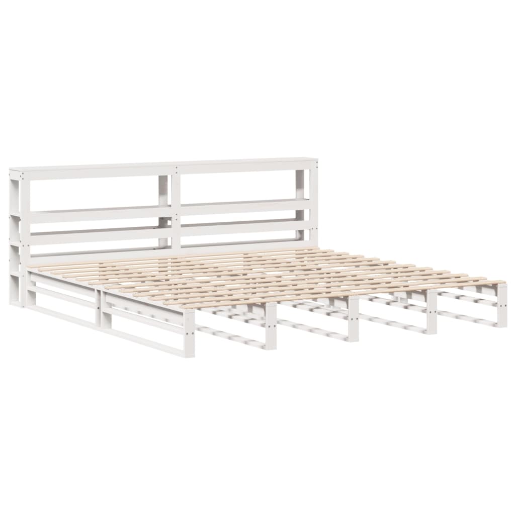 vidaXL Bed Frame without Mattress White 200x200 cm Solid Wood Pine 3
