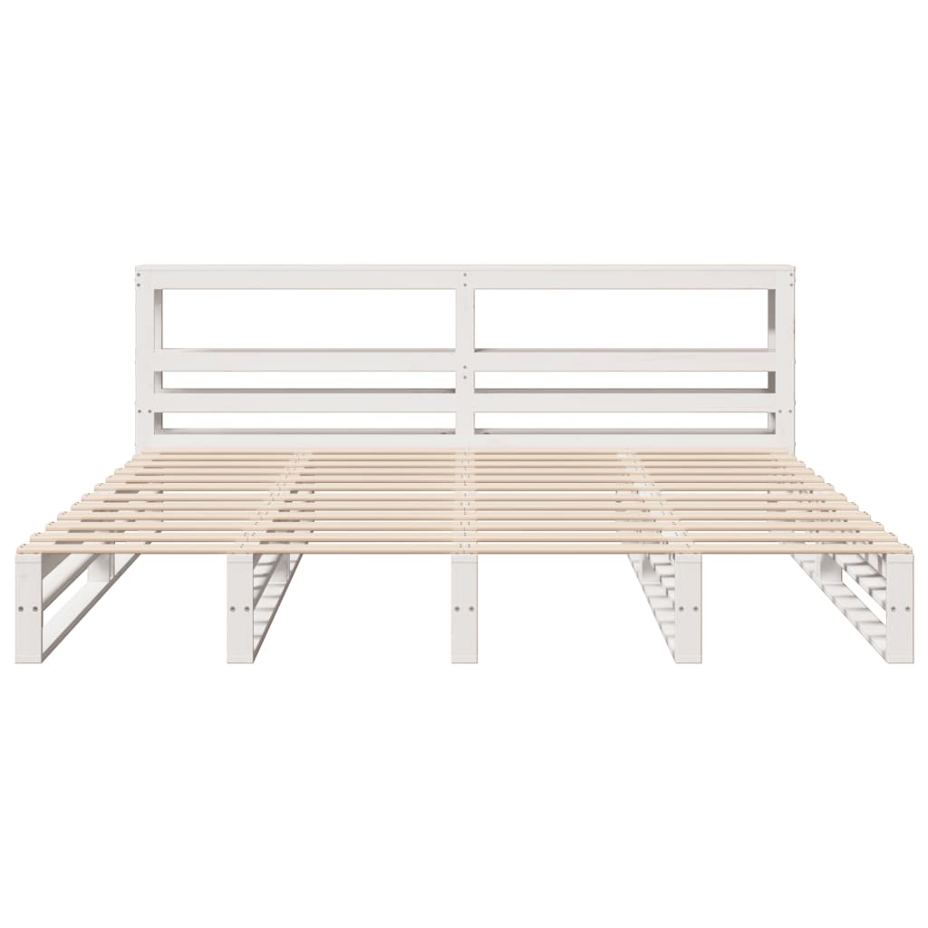 vidaXL Bed Frame without Mattress White 200x200 cm Solid Wood Pine 4