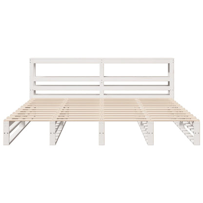 vidaXL Bed Frame without Mattress White 200x200 cm Solid Wood Pine 4