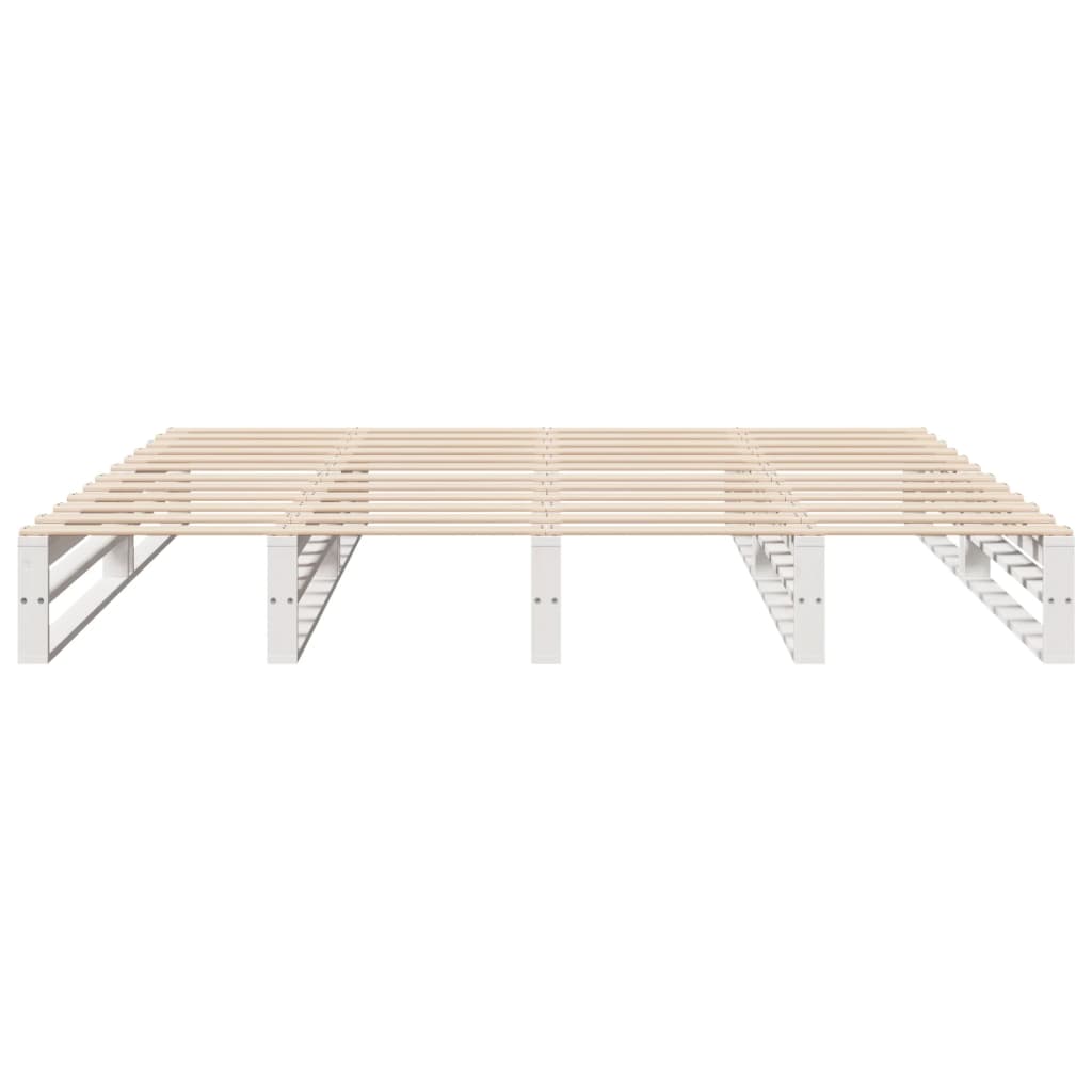 vidaXL Bed Frame without Mattress White 200x200 cm Solid Wood Pine 6