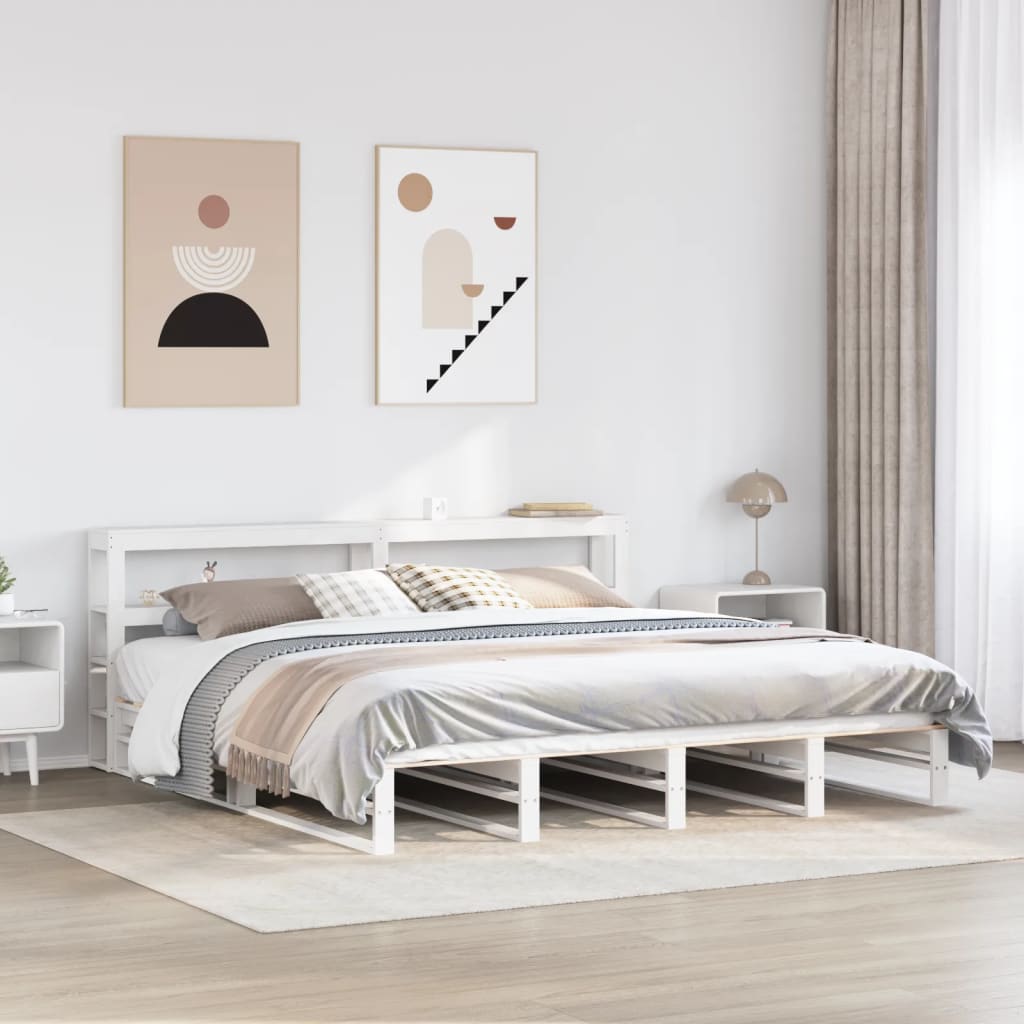 vidaXL Bed Frame without Mattress White 200x200 cm Solid Wood Pine 1