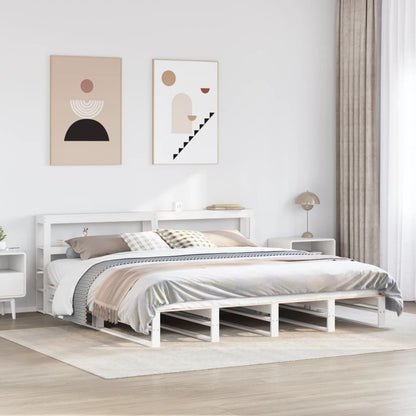 vidaXL Bed Frame without Mattress White 200x200 cm Solid Wood Pine 1