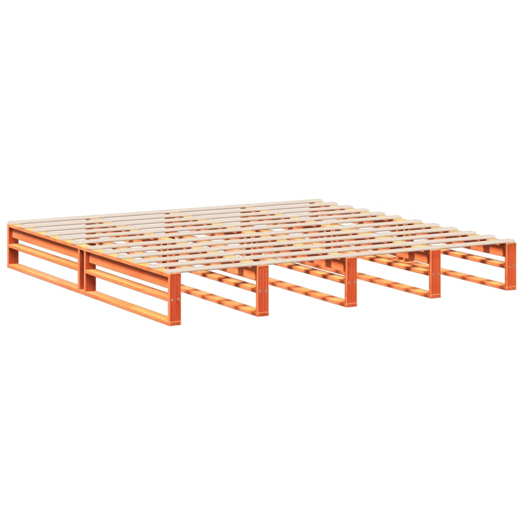 vidaXL Bed Frame without Mattress Wax Brown 200x200 cm Solid Wood Pine 5