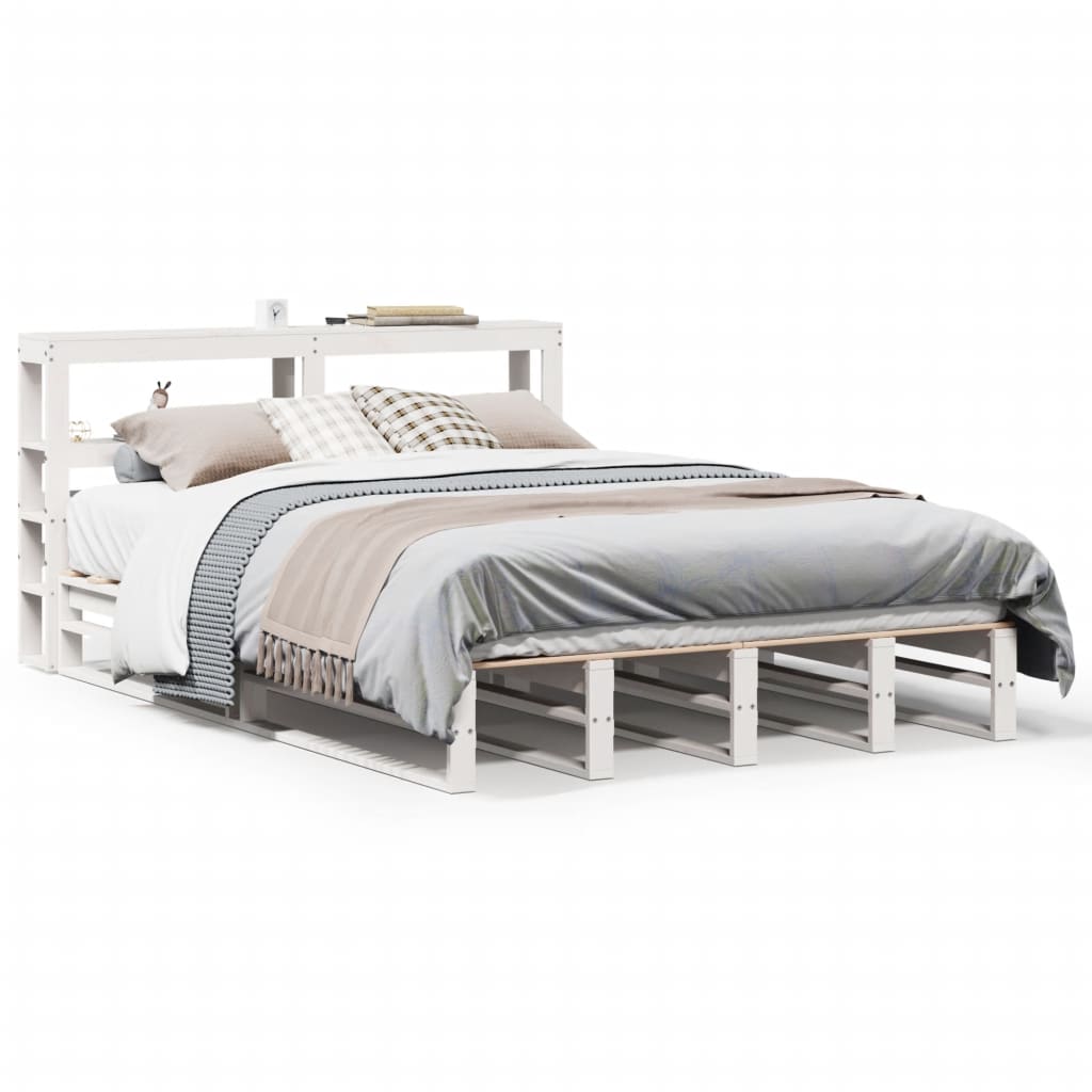 vidaXL Bed Frame without Mattress White 120x190 cm Small Double Solid Wood Pine 2
