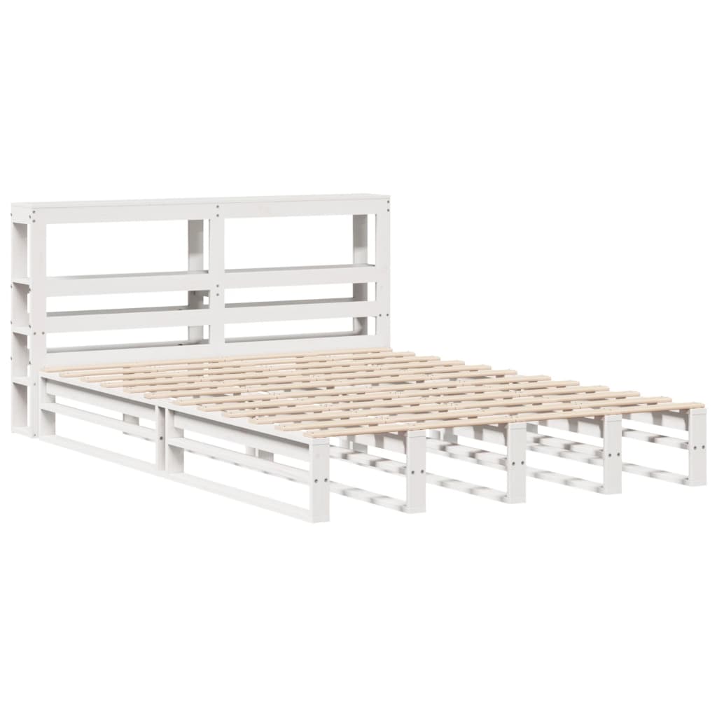vidaXL Bed Frame without Mattress White 120x190 cm Small Double Solid Wood Pine 3