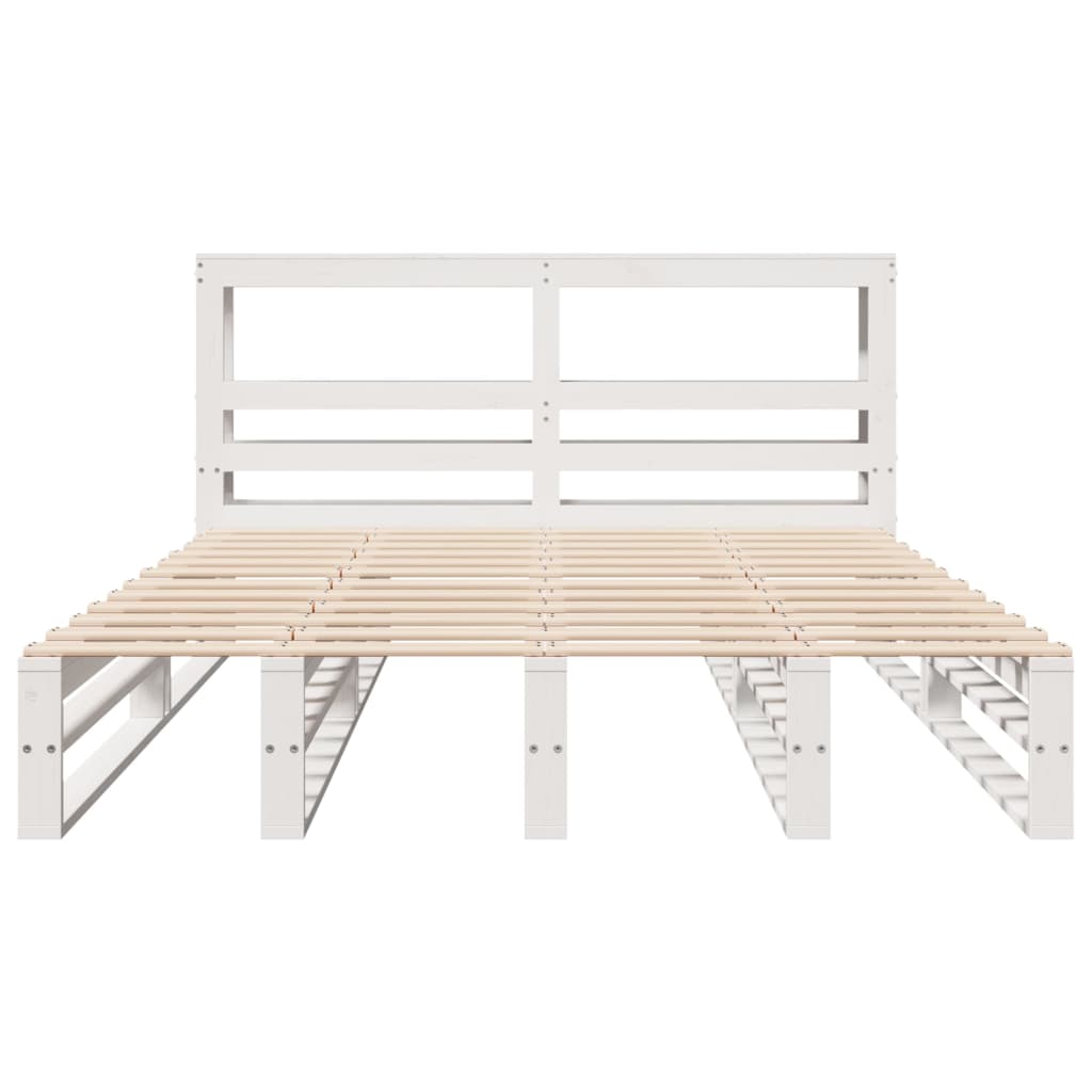 vidaXL Bed Frame without Mattress White 120x190 cm Small Double Solid Wood Pine 4