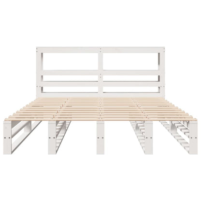 vidaXL Bed Frame without Mattress White 120x190 cm Small Double Solid Wood Pine 4