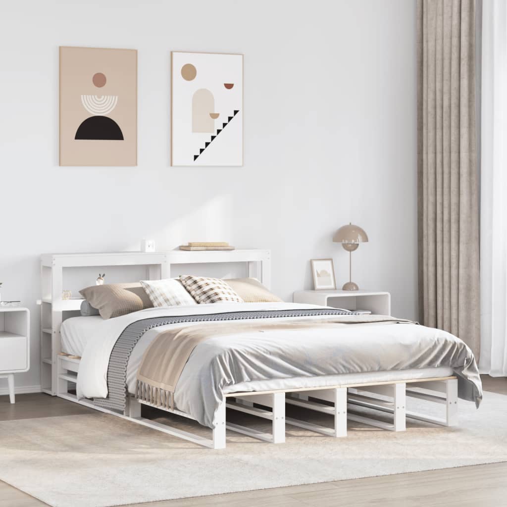 vidaXL Bed Frame without Mattress White 120x190 cm Small Double Solid Wood Pine 1