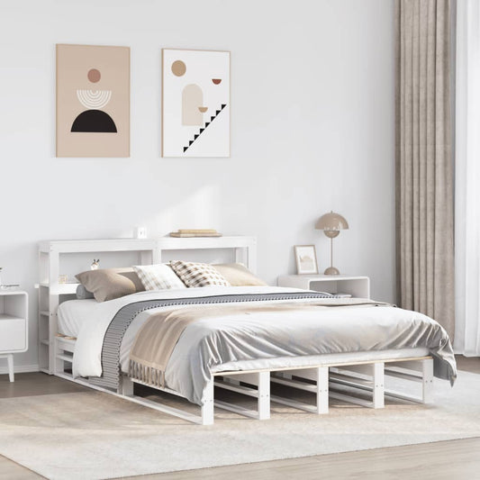 vidaXL Bed Frame without Mattress White 120x190 cm Small Double Solid Wood Pine 1