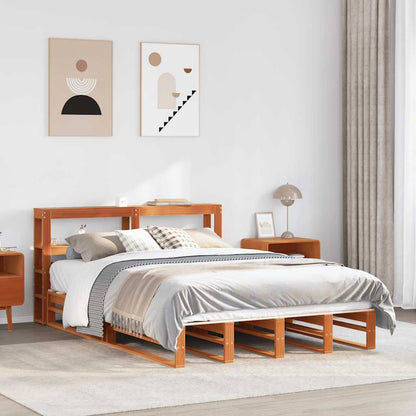 vidaXL Bed Frame without Mattress Wax Brown 120x190 cm Small Double Solid Wood Pine 1
