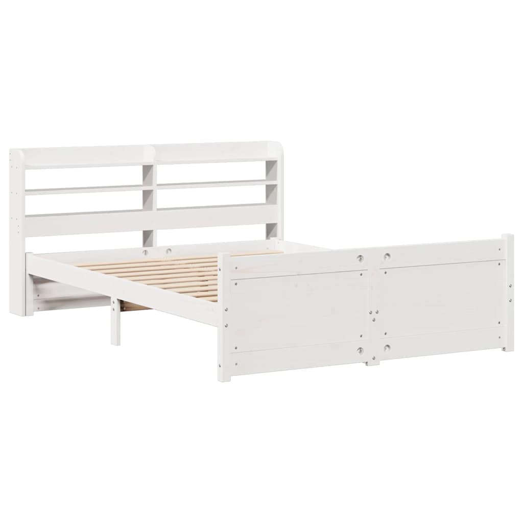 vidaXL Bed Frame with Headboard without Mattress White 140x190 cm 3
