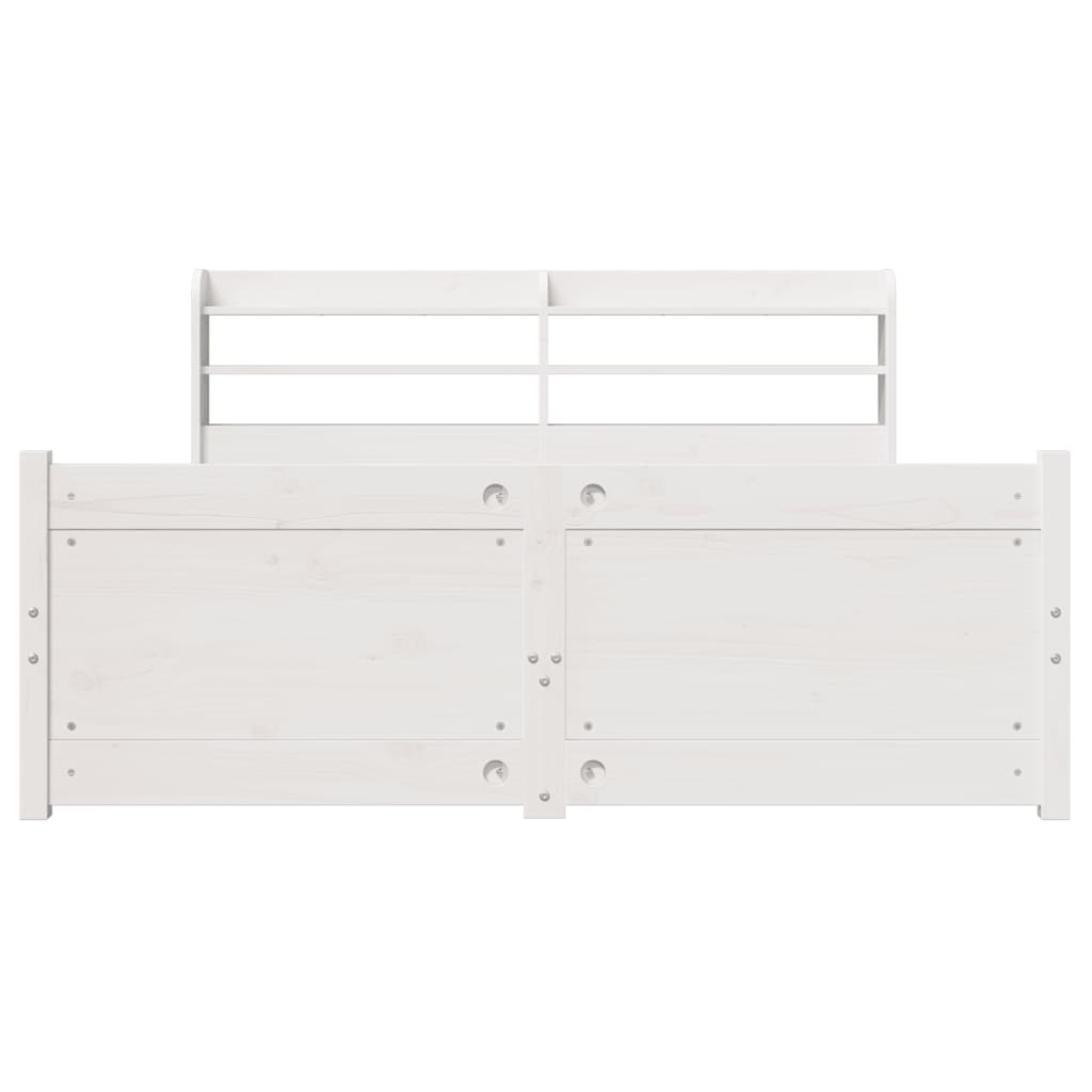 vidaXL Bed Frame with Headboard without Mattress White 140x190 cm 4