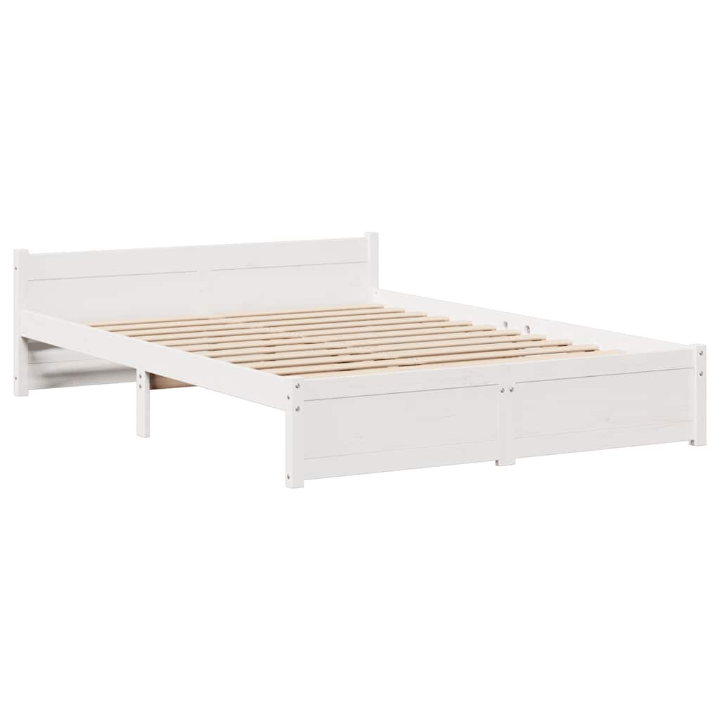 vidaXL Bed Frame with Headboard without Mattress White 140x190 cm 5