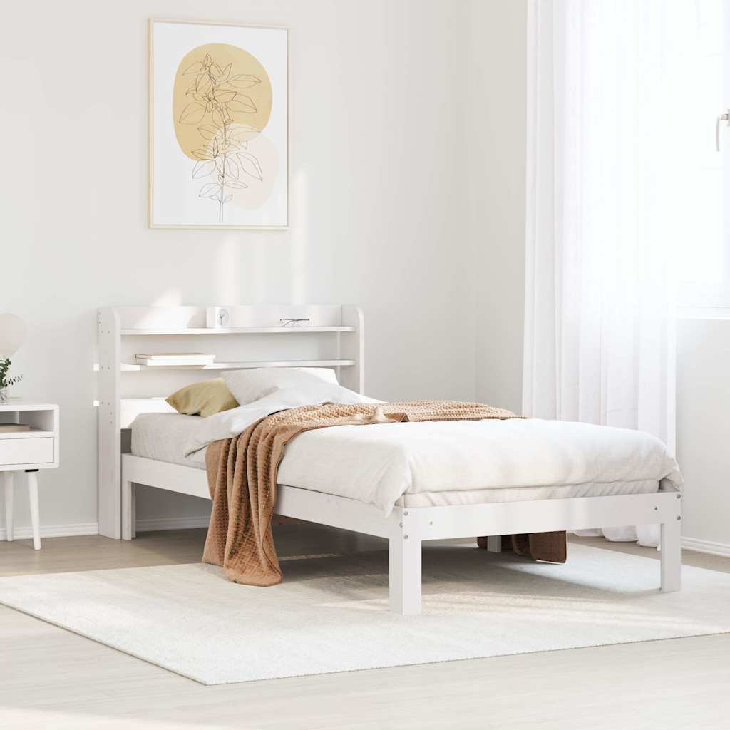 Bed Frame with Headboard without Mattress Length 200 cm White 90 cm