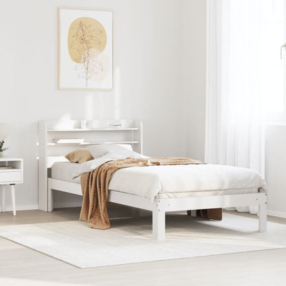 Bed Frame with Headboard without Mattress Length 200 cm White 100 cm