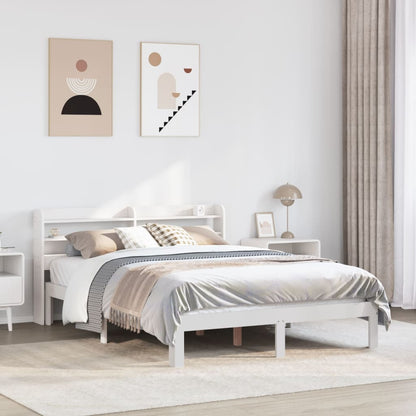 Bed Frame with Headboard without Mattress Length 200 cm White 140 cm